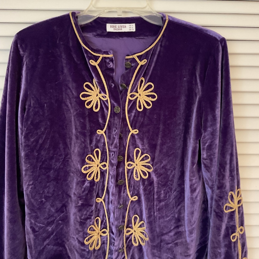 Nine Lives Bazaar Velvet Jacket Hendrix Purple XS - Picture 3 of 5